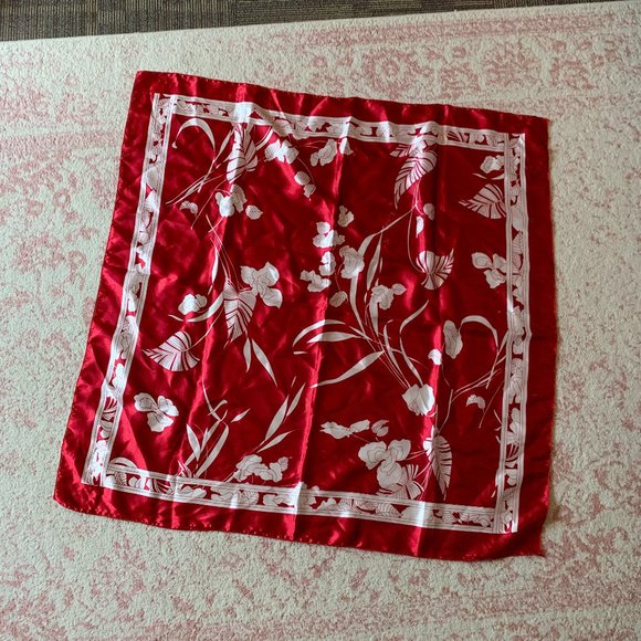 Silk/Satin Red Scarf - Picture 1 of 3